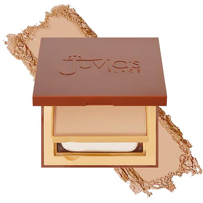 Juvia's Place I am Magic Powder Foundation T2 Zaria - Compact Pressed Face Makeup Professional Matte Clean Finish Skin Clarity Setting Powdered Blend Fresh Waterproof Blot Mirror Puff Cosmetics