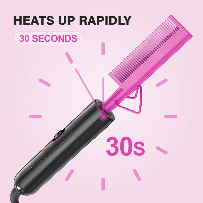 2 in 1 Hot Comb Hair Straightener for Wigs,Black Hair &Beard,Anti-Scald Straightening Comb,Portable Electric Press Comb Double Side Teeth Ceramic Heat Smooth Smoothing