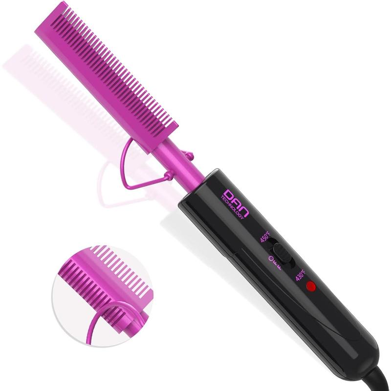 2 in 1 Hot Comb Hair Straightener for Wigs,Black Hair &Beard,Anti-Scald Straightening Comb,Portable Electric Press Comb Double Side Teeth Ceramic Heat Smooth Smoothing