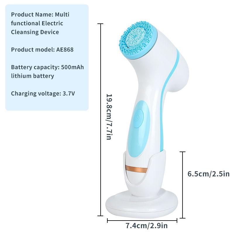 3 in 1 Electric Facial Cleanser, Rechargeable Household Multifunctional Waterproof Massage Beauty Instrument, Portable Facial Cleanser for Women