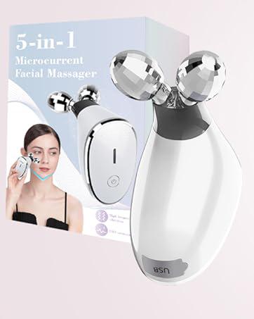 Microcurrent Double Roller Facial Massager Vibrating Firming Lifting Neck Massager V Line Beauty Instrument