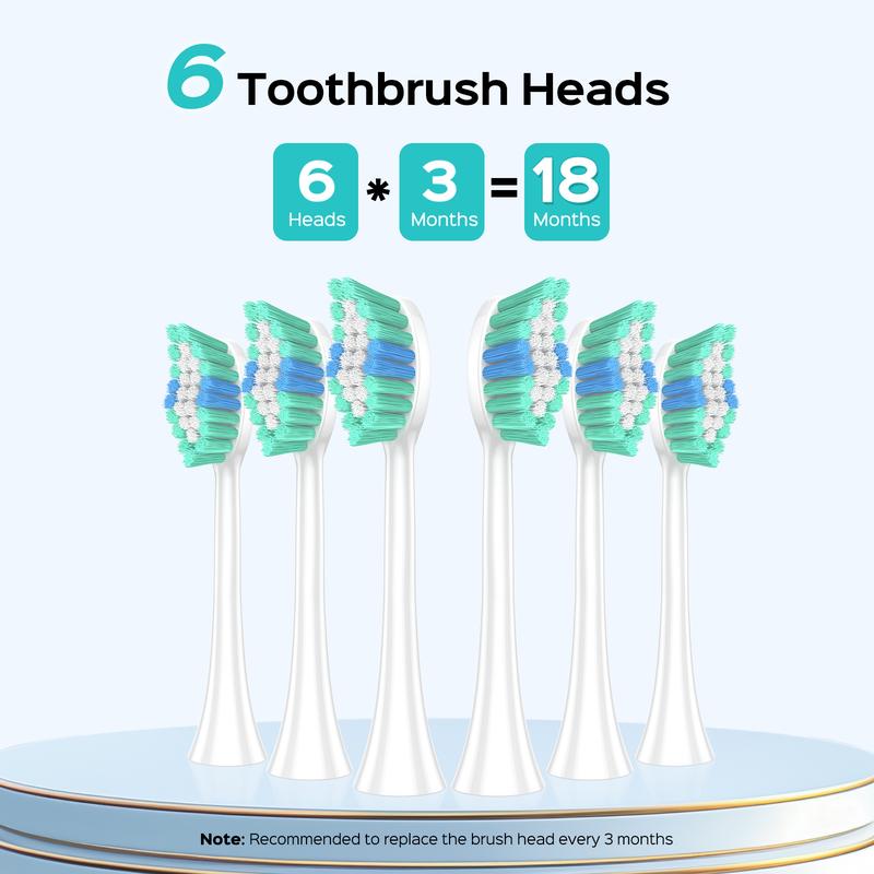 COSLUS Electric Toothbrush with 6 Replacement Brush Heads, 47,000 VPM, 10x Cleaning Power, Wireless Inductive Charging Stand, IPX7 Waterproof, Includes Mini Travel Case for Easy Travel, Suitable for Whole Family Use