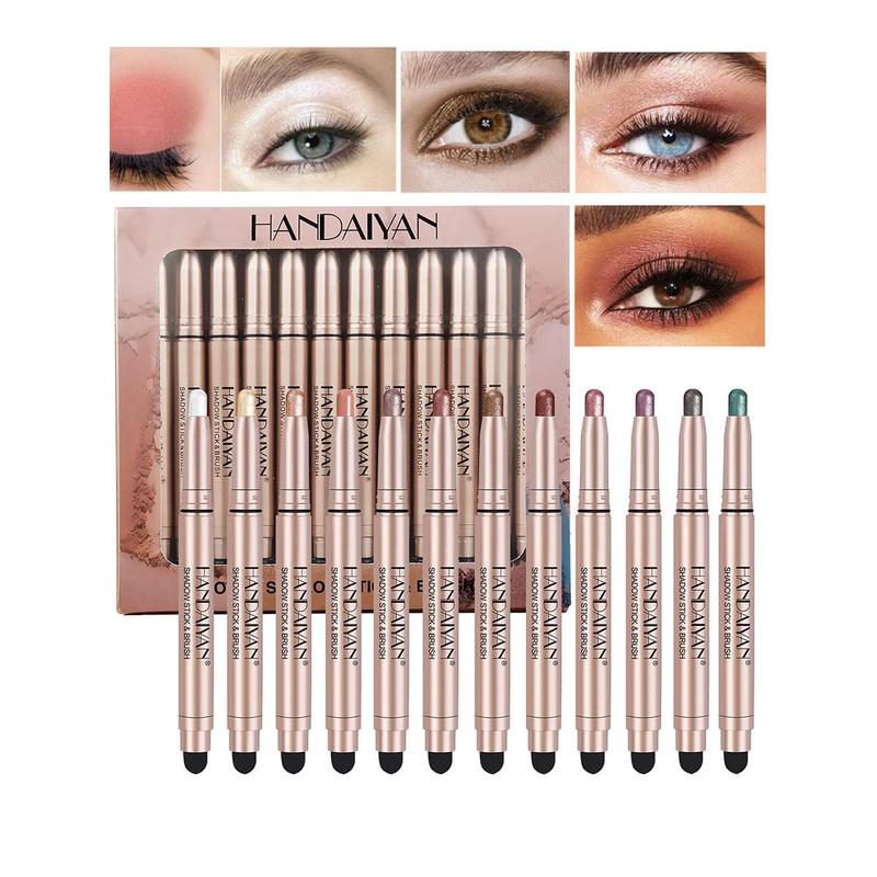 Long Lasting Eyeshadow Pen, 12pcs set Shimmering & Matte Double-ended  Eyeshadow Pen for Women & Girls, Easy to Apply for Eye Makeup, Christmas Gift