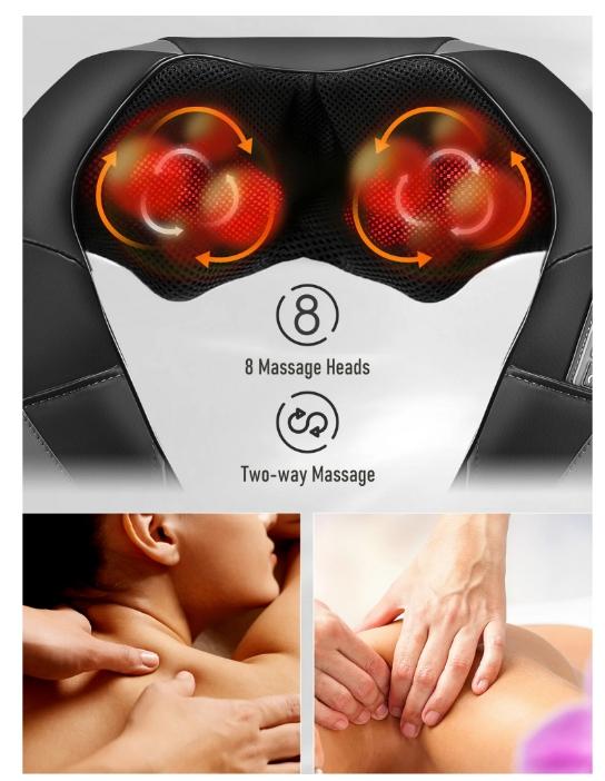 Shiatsu Neck Shoulder Massager Electric Back Massage with Kneading Massage for Shoulder, Legs, Use in Office and Home