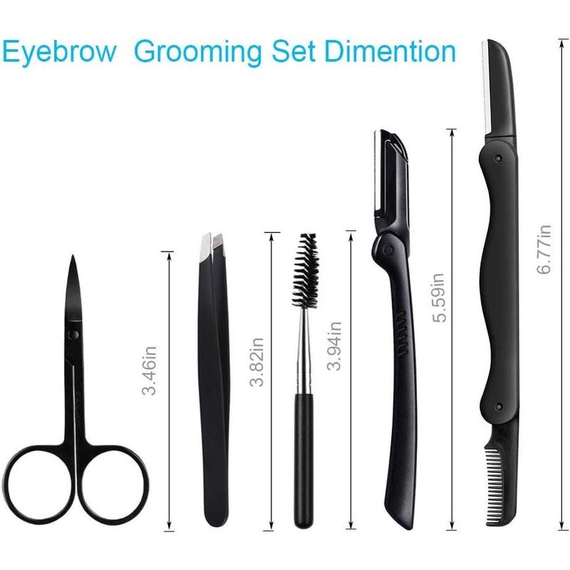 Eyebrow Razor, 5-in-1 Eyebrow Kit, Professional Eyebrow Grooming Set, Eyebrow Trimmer Set for Women and Men, Including Brow Razors Trimmer, Brush, Eyebrow Scissors, Slant Tweezers