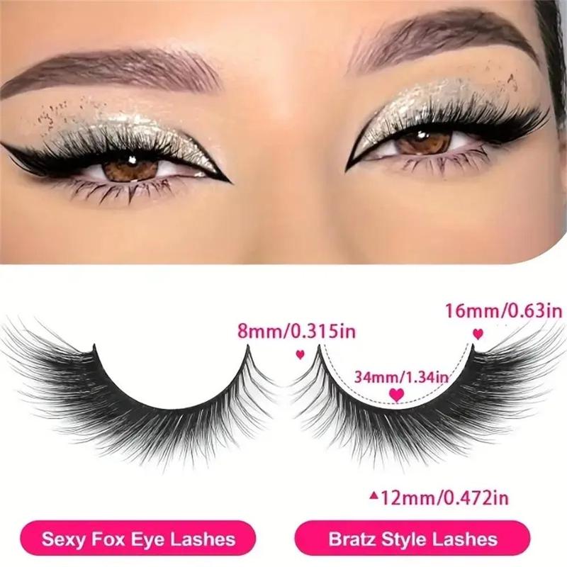 False Eyelashes, 5 Pairs Natural Look Lashes Winged False Eyelashes, Slender Fluffy Lashes, Faux Cat Eye Fox Fairy Eye Lashes (self Provided Adhesive), Eyelash Extensions Kit, Christmas, Christmas Gift