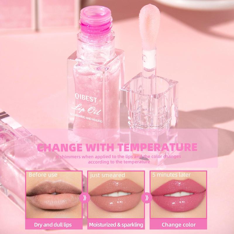 Juicy Temperature Color Changing Lip Oil, 1 Count Moisturizing Easy Coloring Lip Gloss, Non-stick Cup Lip Gloss, Plumping Lipstick for All Occasions Makeup