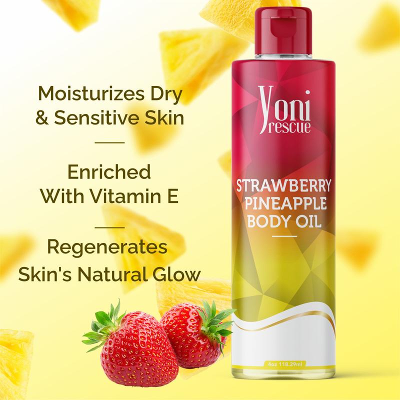 Strawberry Pineapple  Body & Bath Care Set- Shower Gel(4oz),  Body Essential Oil(4oz) by Yoni Rescue