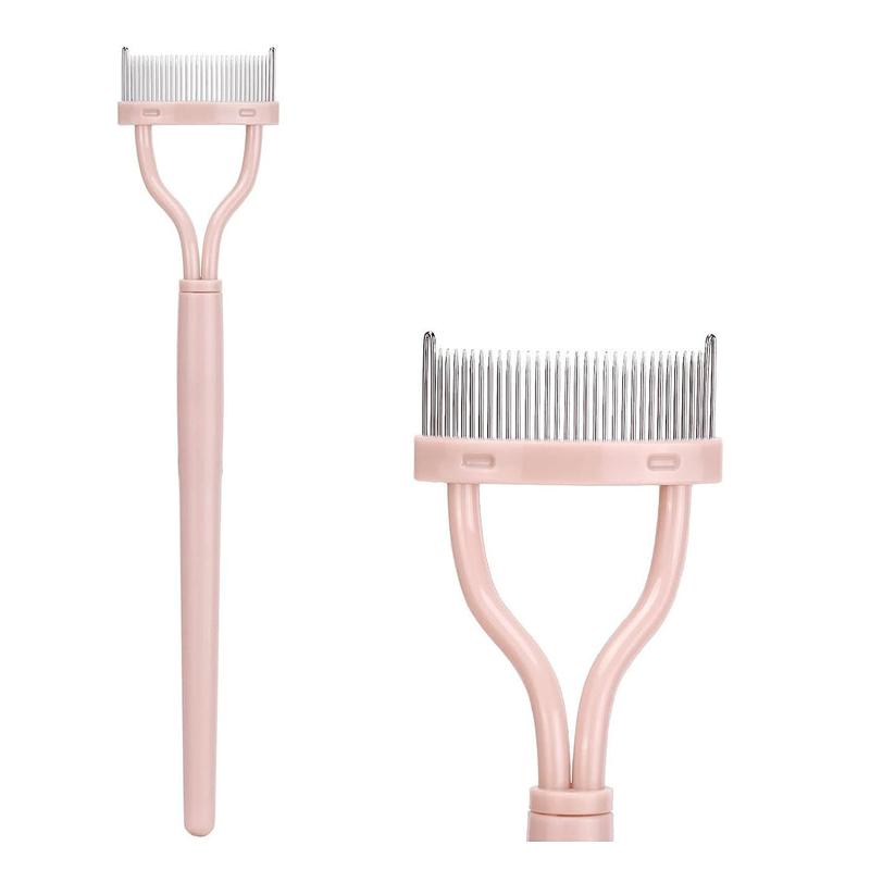 Portable Eyelash Comb, Xmas Foldable Semi-arc Steel Needle Eyelash Comb, Beauty Makeup Tool For Women Girls, Christmas Gift