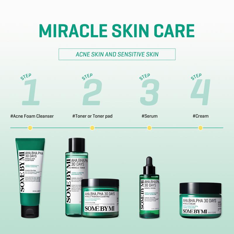 [SOME BY MI] Mild Exfoliating Skin Prep Set - AHA-BHA-PHA 30 Days Miracle Toner + AHA-BHA-PHA 30 Days Miracle Serum + AHA-BHA-PHA 30 Days Miracle Cream + AHA-BHA-PHA 30 Days Miracle Acne Clear Foam - Korean Skin Care