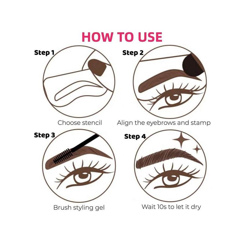 1 Set Eyebrow Tint Set, Natural Color Eye Brow Cosmetic （DARK BROWN） Brow Stencil and Stamp Kit is long-lasting, smudge-proof and waterproof, 10 reusable brow shape stencils  shapes Easy Coloring High Pigment Eyebrow Stamp Makeup Eyebrow Powder