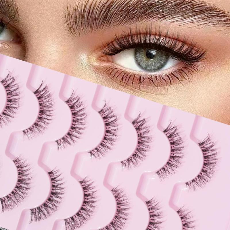 Natural False Eyelashes for Women, 1 Set Wispy D Curl Faux Cluster Lashes, Natural Curling Lashes for Eyelashes Extensions, Eye Makeup, Christmas Gift Accessories