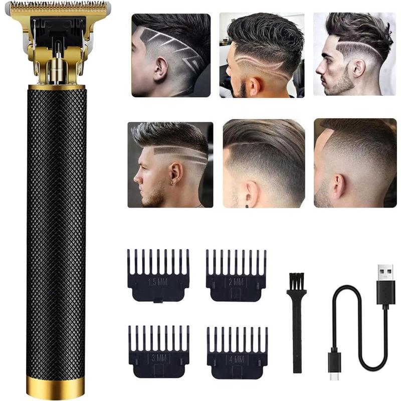 Hair Clippers for Men, Cordless Electric Hair Trimmer Rechargeable Beard Trimmer Shaver, Electric T Blade Trimmer Zero Gapped Edgers Hair Clippers Cutting Kit with Guide Combs, Black