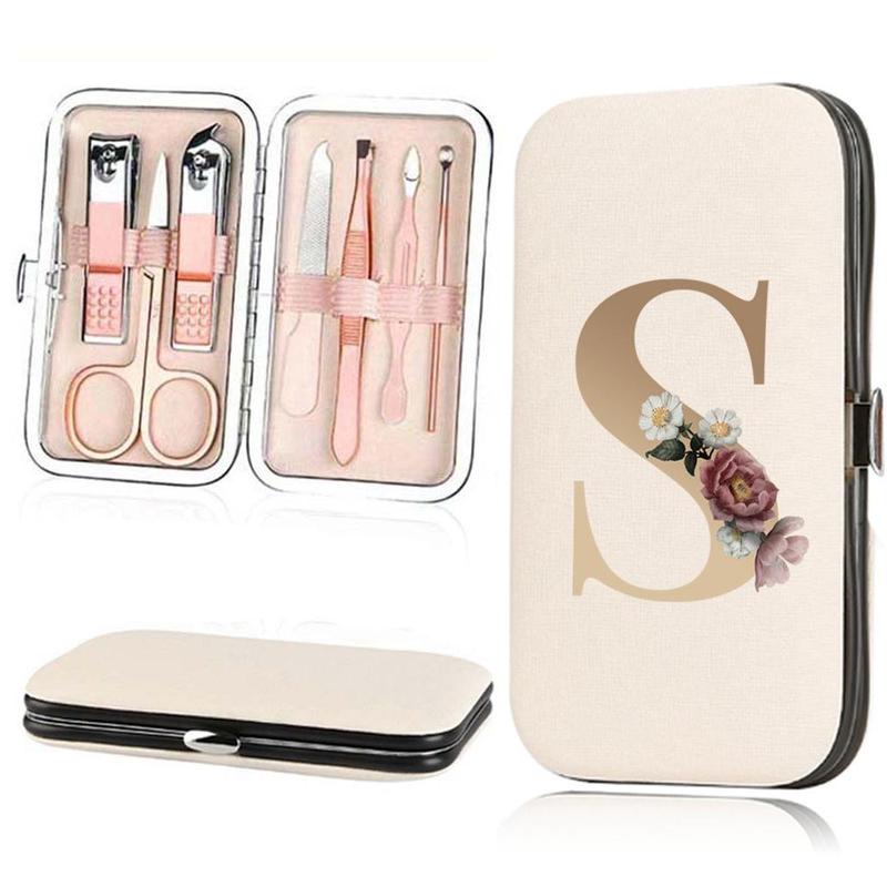 Letter Pattern Nail Clipper Set with Storage Case, 1 Box Portable Manicure & Pedicure Tool Kit, Professional Nail Care Tools for Home & Travel