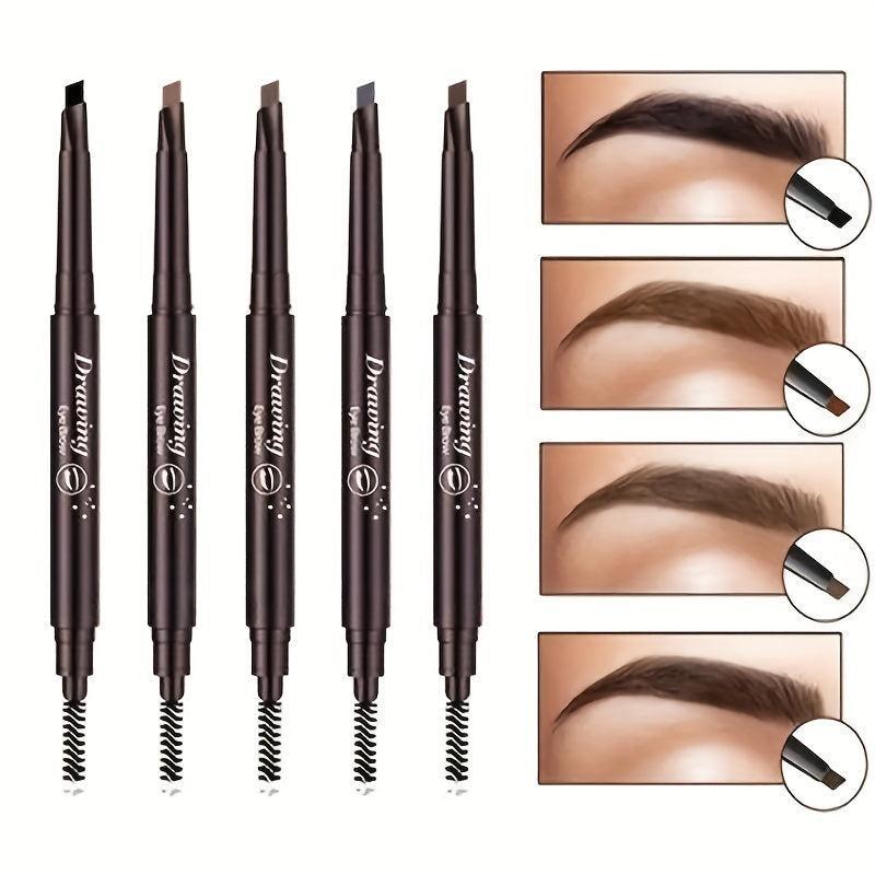 Long-Lasting Double-Ended Eyebrow Pencil with Automatic Rotation and Waterproof Formula - Easy to Apply with Eyebrow Brush