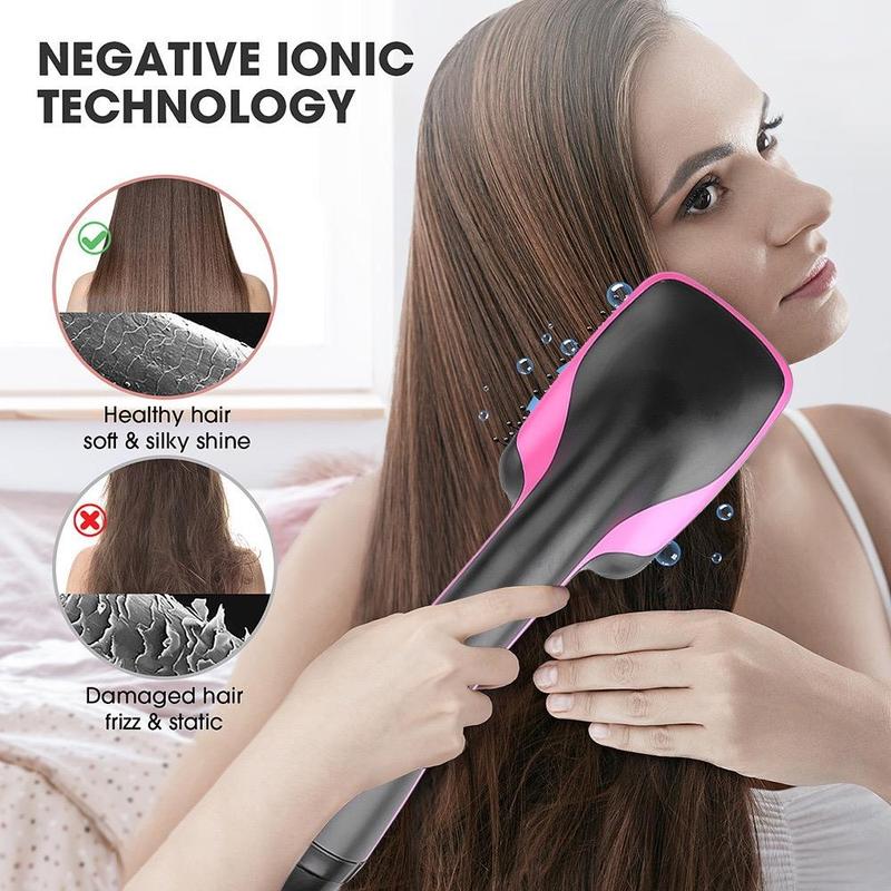 2 in 1 Hot Air Brush, 1 Box Negative Ion Hair Dryer Brush, Hair Styling Tool for Straightening & Curling, Hairdressing Tool for Women & Girls