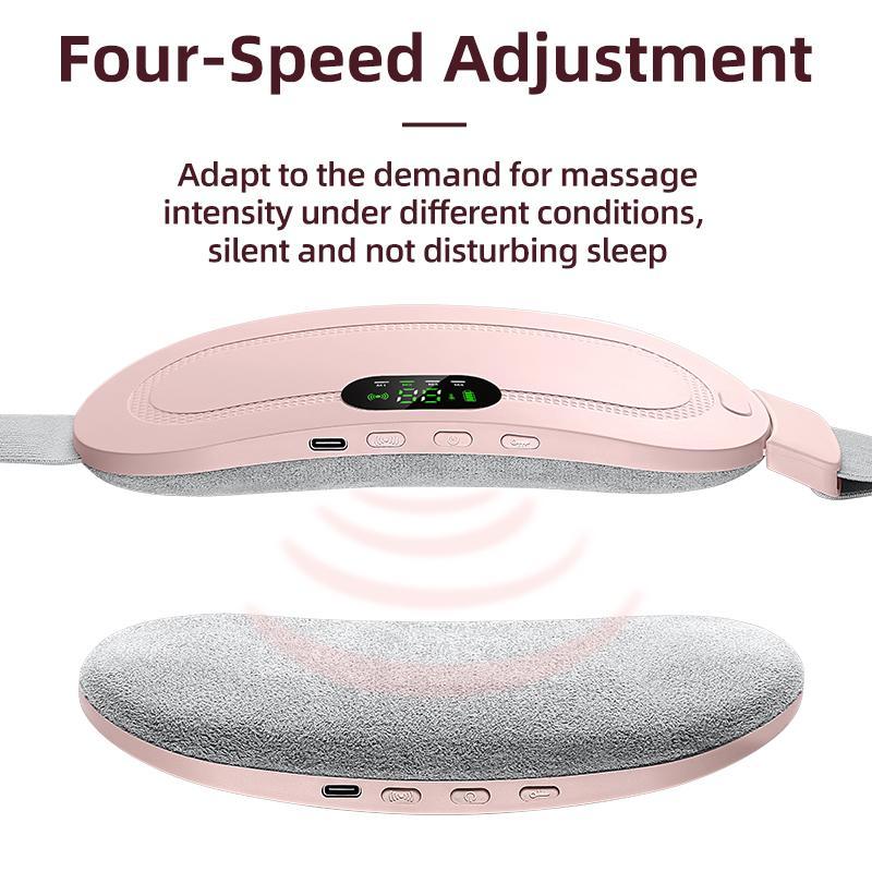 Hot Compress Vibration Belly Massager, Portable Uterus Warmer Belt with 4 Speeds Adjustment, Smart Heating Waist Belt for Women