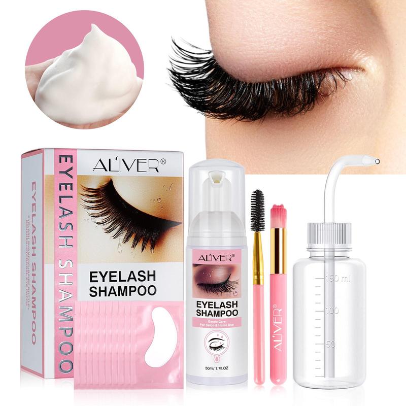 Eyelash Shampoo & Sprayer & Eyelash Brush & Cleaning Brush & Eye Stickers, 1 Set Eyelash Cleaning Tool, Eye Makeup Remover for Salon & Home Use