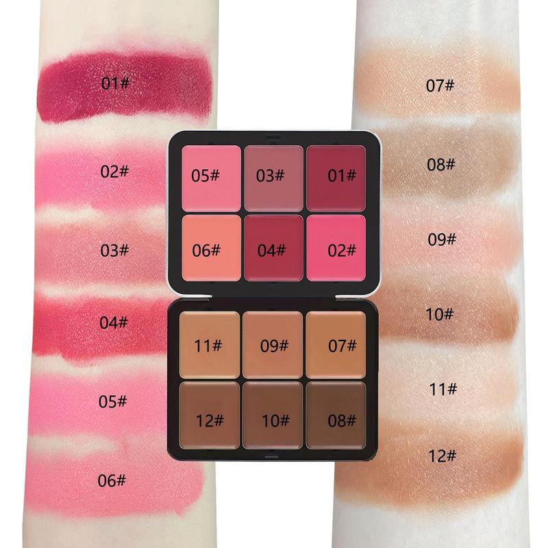 6 Color Cosmetic Concealer & 6 Color Blush Palette, Long Lasting Makeup Palette, Tinted Facial Contouring Makeup Products, Summer Gift, Girly Room Accessories Makeup, Christmas Gift