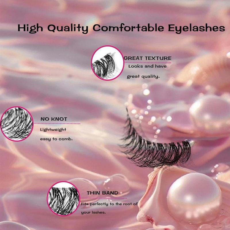 Natural False Eyelashes for Women, 1 Set Wispy D Curl Faux Cluster Lashes, Natural Curling Lashes for Eyelashes Extensions, Eye Makeup, Christmas Gift Accessories