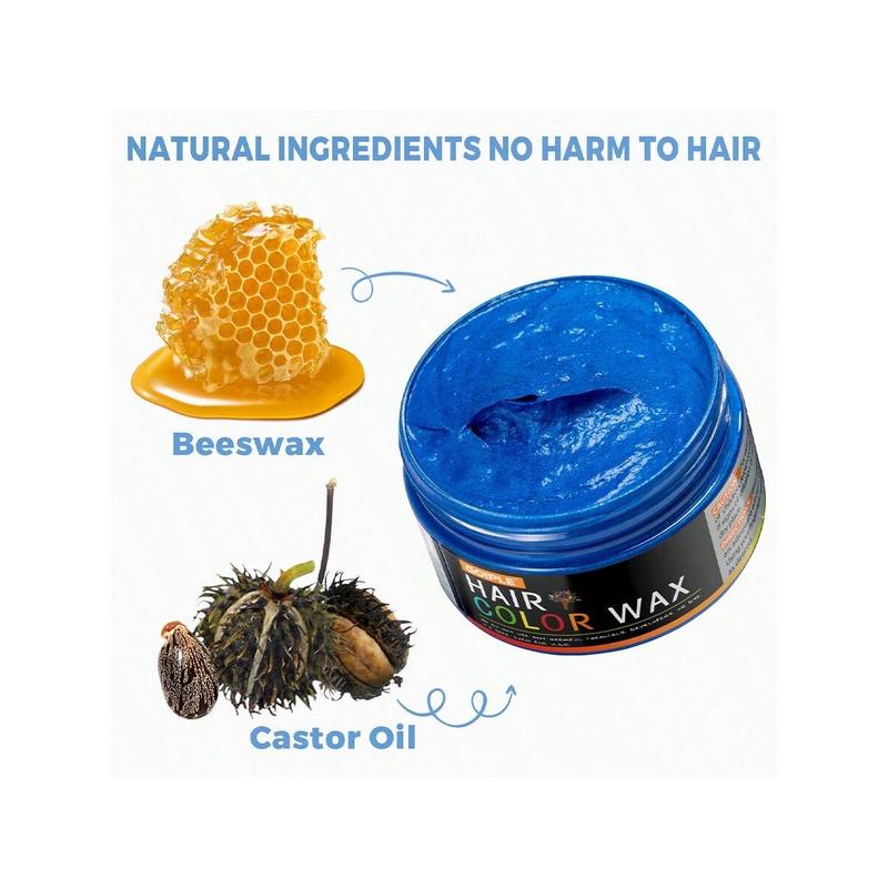 Temporary Hair Color Wax Long Lasting DIY Hair Color Cream  Easy To Wash Hair Dye Mud Safe For Skin And Hair Beard Colorant Styling Pomade For Daily Party Cosplay Men Women (Blue)