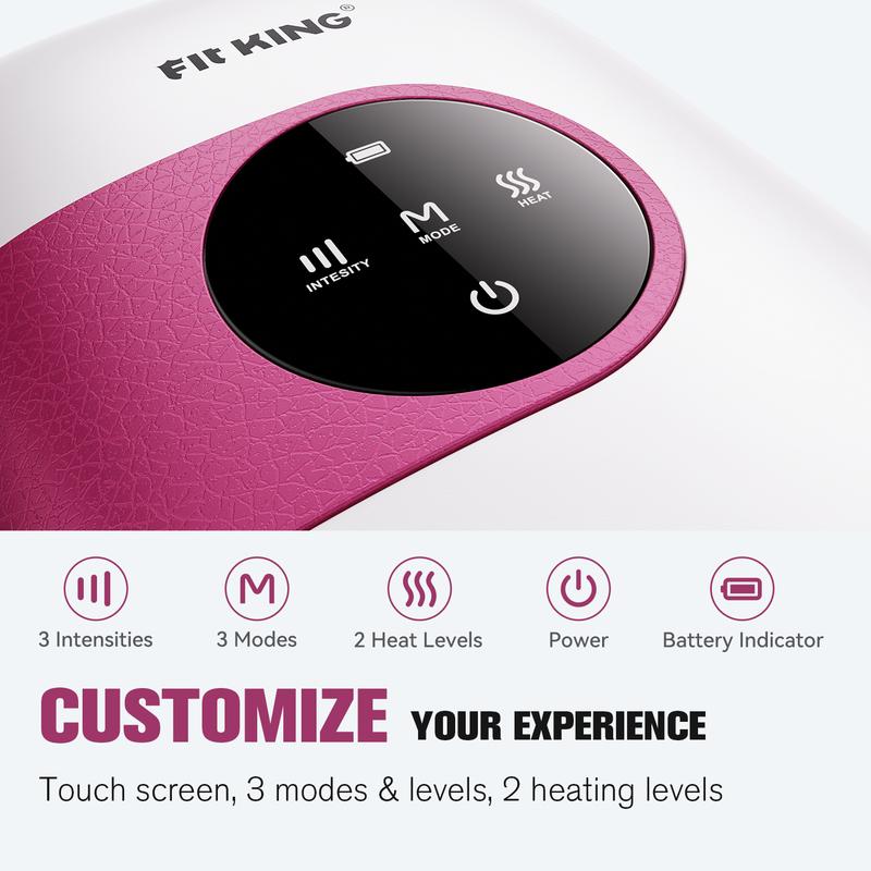 Hand Massager with Heat for Hand Massage and Finger Relief - Cordless & Portable & Touch Screen -  Gifts for Women Men Parents-Rose Red