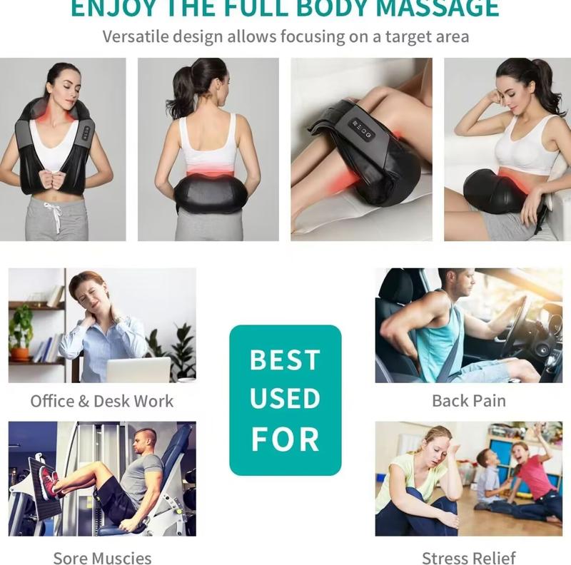 Neck Shoulder Back  with  - Shiatsu  Adjustable Relaxing Gift Plug-in Comfort neck black massage devices Daily Lightweight neck heat massager