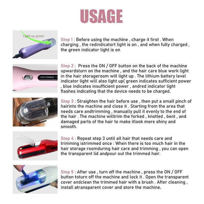 Automatic Electric Hair Clipper, Multifunctional Type-c Rechargeable Hair Split End Clipper, Split End Trimmer, Portable Wireless Hair Trimmer, Hair Care Tool for Gift, Winter & New Year Gift