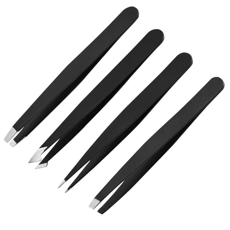 Stainless Steel Eyebrow Tweezers Set, 4pcs Multifunctional Eyebrow Trimmers, Eyebrow Styling Tool For Beauty Salon And Home Use, Christmas Gift