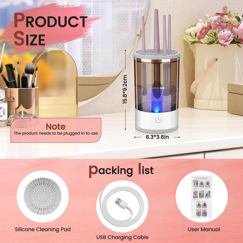 Electric Makeup Brush Cleaner, Automatic Spinning Brushly Pro Makeup & Cosmestic Brush Cleaner, Deep and Gentle Cleaning Brush Blender for All Size Beauty Makeup Brushes, Gift for Women Wife