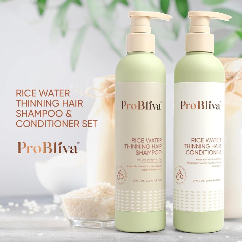 Rice Water Thinning Hair Shampoo & Conditioner - Anti Hair Loss - Regrowth & Thickening Strengthening Repair, Biotin Rosemary Oil Infused