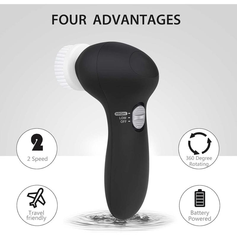 Facial Cleansing Brush Face Scrubber: Electric Face Spin Cleanser Brushes with 6 Brush Heads Deep Cleansing, Gentle Exfoliating, Removing Blackhead, Massaging