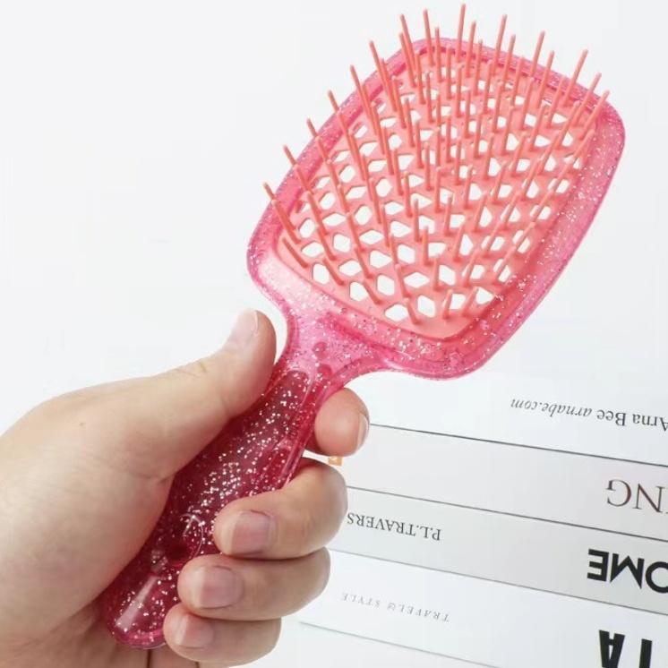 Detangling Hair Brush, For Pain-Free Brushing on All Wet or Dry Hair Types, Durable Anti-Static Bristles, Lightweight Handle, Vented Hair Brush,Scalp Massage Comb,Curly Hair,Hair Brush Haircare，Heatless Elastic Smooth Hairbrush  (Pink)