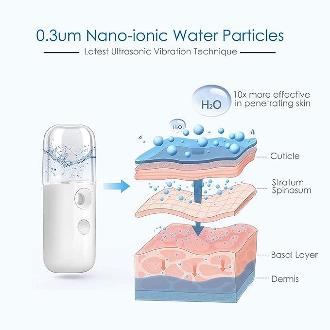 Nano Facial Steamer, Handy Mini Mister, USB Rechargeable Mist Sprayer, 30ml Visual Water Tank Moisturizing&Hydrating for Face, Daily Makeup, Skin Care, Eyelash Extensions Comfort