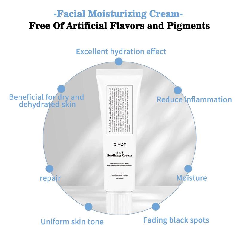 345 Relief Cream, Daily Face Moisturizer, Blemish Relief Care, Soothing Recovery & Moisture with Niacinamide, Panthenol, for All Skin Types