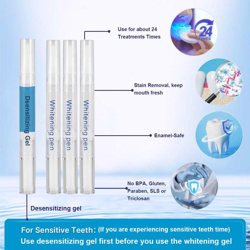 Wireless Rechargeable Teeth Whitening Kit, 1 Set Portable Teeth Whitening Kit, Including 4 Teeth Gel Pens, for Daily Use, Easy To Carry & Use, Summer Gift Glitter Toothpaste