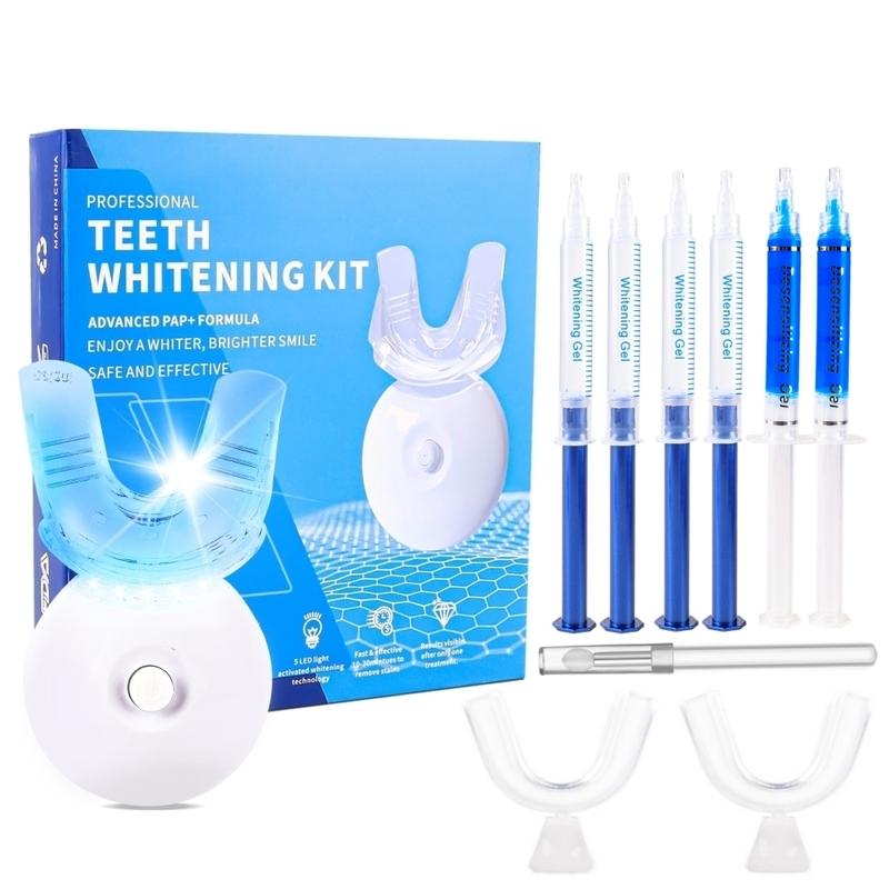 6 X 3ml Carbamide Peroxide Teeth Whitening Gel Kit - Fast,Gentle,Safe Enamel Teeth Whitening System with LED Light, Professional Oral Results at Home