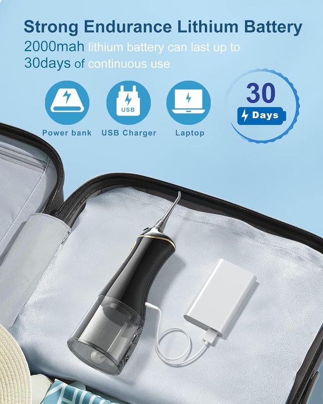 Water Dental Flosser Teeth Pick,6 Modes Dental Oral Irrigator, Portable & Rechargeable IPX7 Waterproof Personal Orthodontic Supplie Water Teeth Cleaner Picks for Home Travel