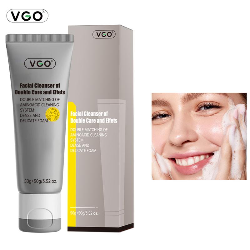 VGO Double Care Facial Cleanser with Effets, 50g - All Skin Types, Charcoal Infused, Gentle Cleansing and Moisturizing - Skin Repair, Comfort facial serum Skincare Facial Cleansing Facial Wash Hydrate