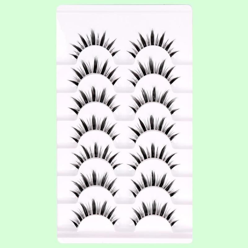 Summer Spring Manga Long Natural Look False Eyelashes Lash Extensions, 7 Pairs Natural Curling Eyelash Extensions, Falsies Eyelashes, Self-grafting Eyelash Strip, Lash Extension Kit, Christmas Gift