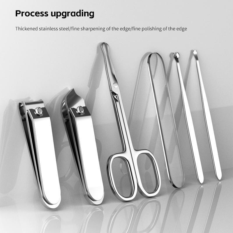 Stainless Steel Nail Clipper Set, 6 Counts set Portable Nail Clipper Kit, Manicure & Pedicure Tool for Home & Travel