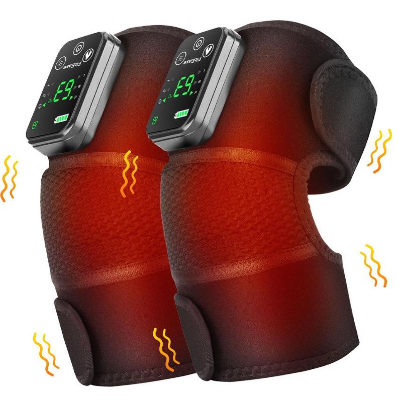 Smart Heated Vibration Knee Massager, 2 Counts Rechargeable Knee Massager for Shoulder, Elbow, Knee, Massage Device for Men & Women