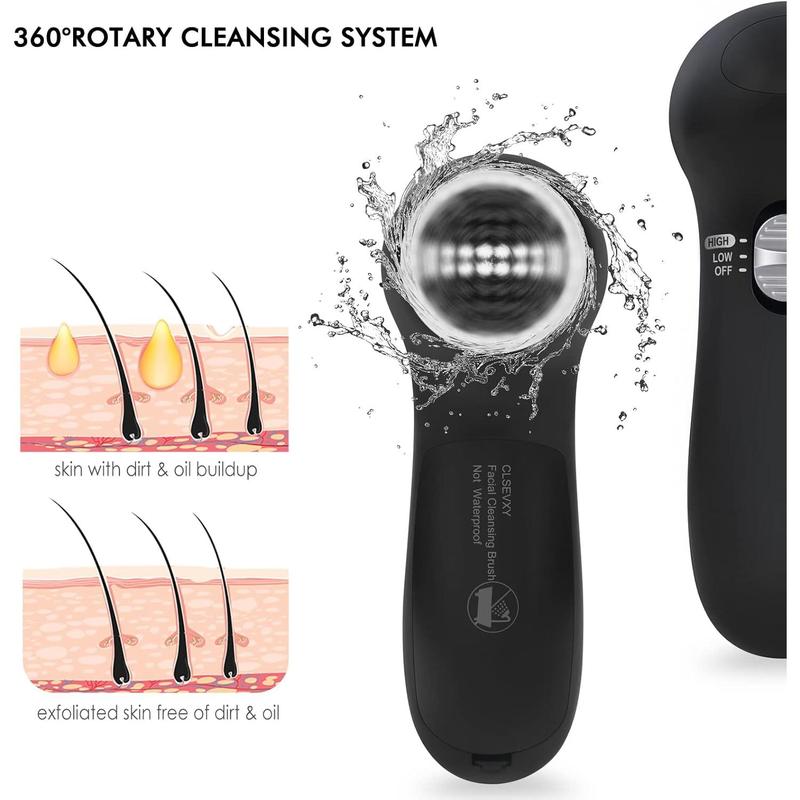 Facial Cleansing Brush Face Scrubber: Electric Face Spin Cleanser Brushes with 6 Brush Heads Deep Cleansing, Gentle Exfoliating, Removing Blackhead, Massaging