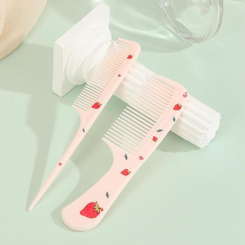 2pcs set Cute Cartoon Pattern Hair Comb, Portable Anti-static Plastic Hairdressing Comb, Hair Comb Gift For Kids