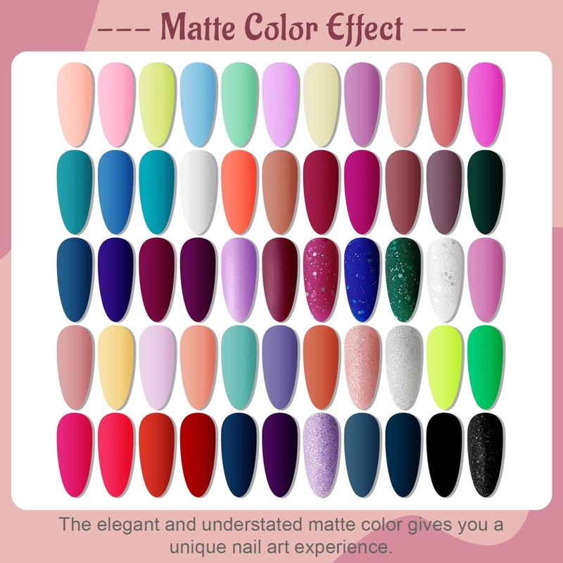 JODSONE Gel Nail Polish Kit 60 PCS with U V Light Base Top Coat 55 Shine Colors Bright and Dark Series Manicure Set for Mother's day gifts