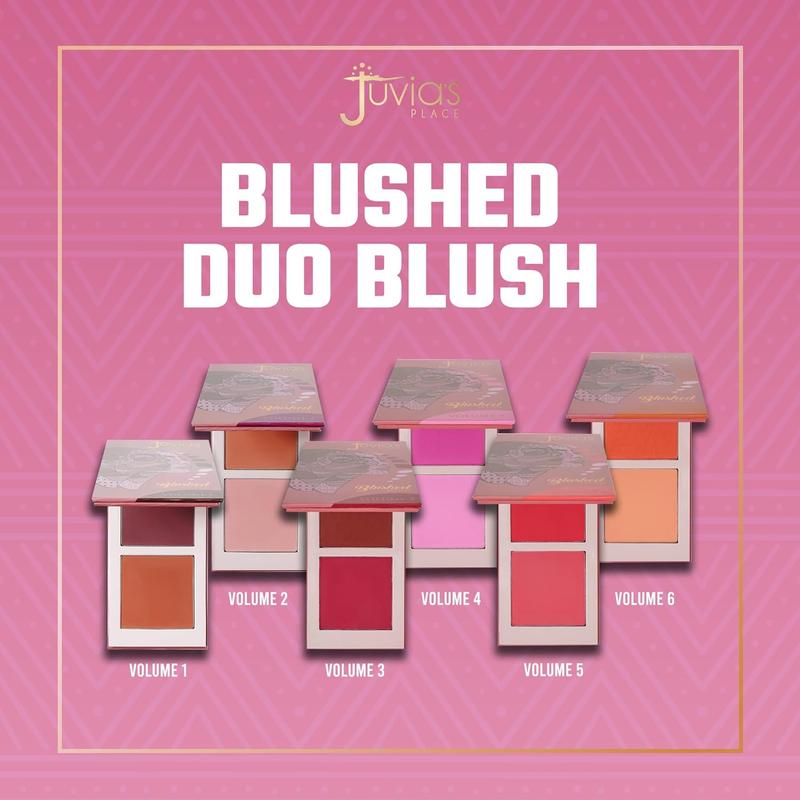 Blushed Duo Blush Volume4, Two Tone Pigmented Buildable Pressed Mineral Powder-Rosy Natural Cheeks Matte Fresh Finish for All Skin Color Makeup Smooth