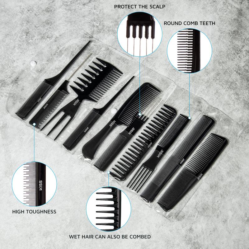 KISS Colors & Care Professional Detangle & Style Multiuse Unisex Comb Set