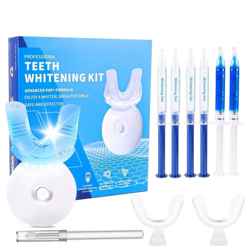 6 X 3ml Carbamide Peroxide Teeth Whitening Gel Kit - Fast,Gentle,Safe Enamel Teeth Whitening System with LED Light, Professional Oral Results at Home