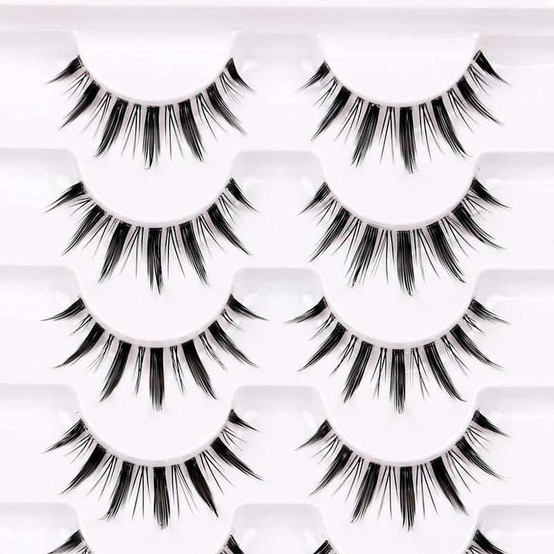 Summer Spring Manga Long Natural Look False Eyelashes Lash Extensions, 7 Pairs Natural Curling Eyelash Extensions, Falsies Eyelashes, Self-grafting Eyelash Strip, Lash Extension Kit, Christmas Gift