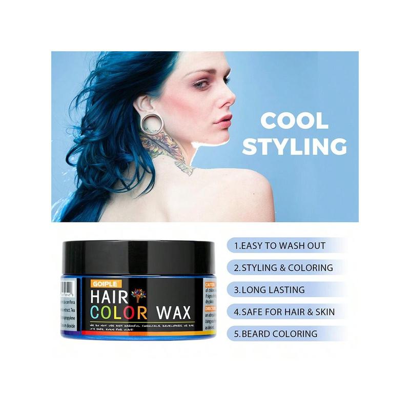 Temporary Hair Color Wax Long Lasting DIY Hair Color Cream  Easy To Wash Hair Dye Mud Safe For Skin And Hair Beard Colorant Styling Pomade For Daily Party Cosplay Men Women (Blue)